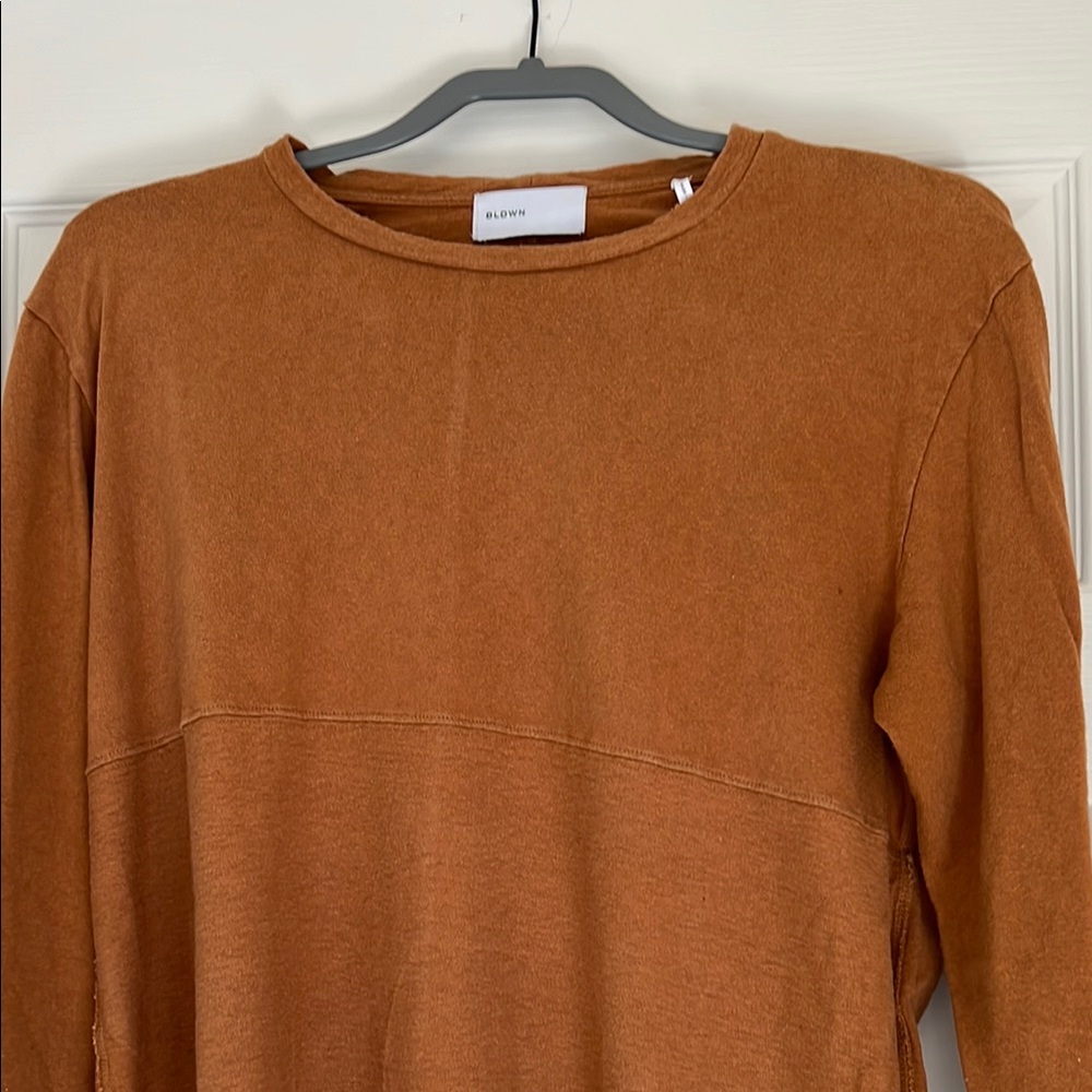 Balmain Brown Jersey Shirt Relaxed Fit Crew Neck
